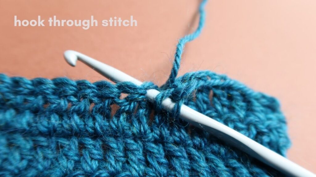 Close up of treble crochet stitch tutorial Step 2.