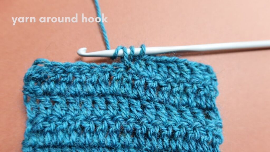Close up of treble crochet stitch tutorial Step 5.