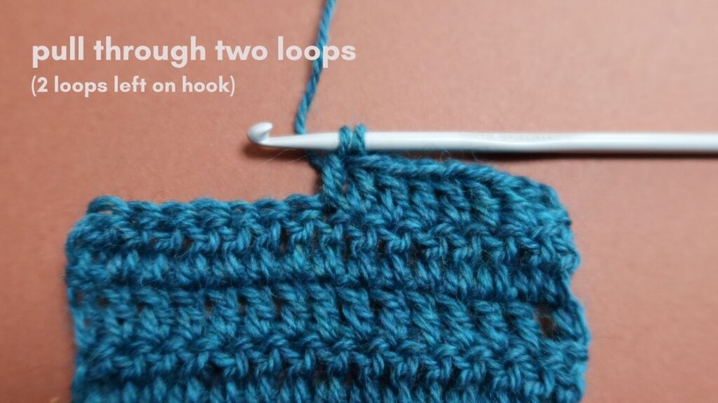 Close up of treble crochet stitch tutorial Step 6.