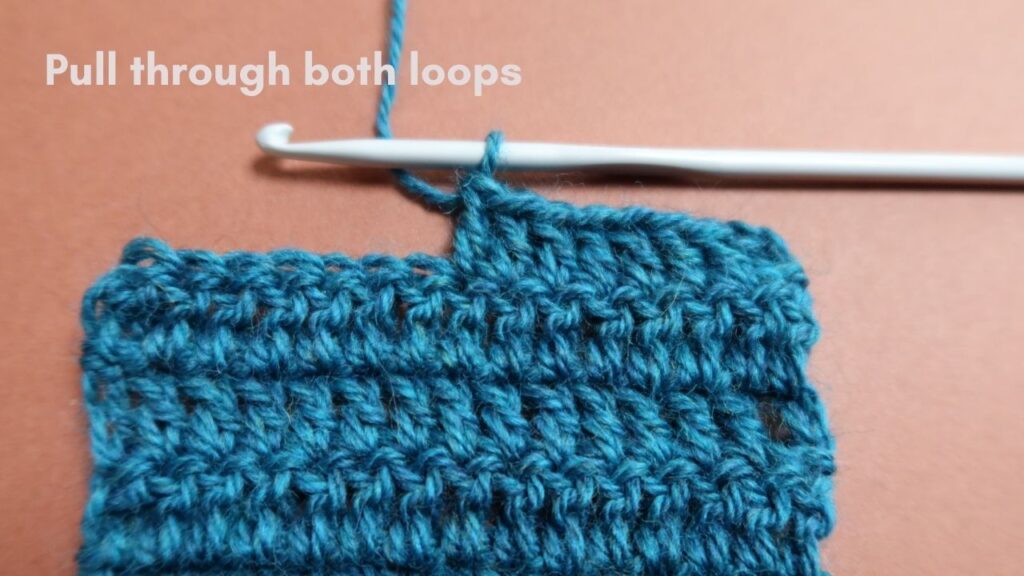 Close up of treble crochet stitch tutorial Step 8.