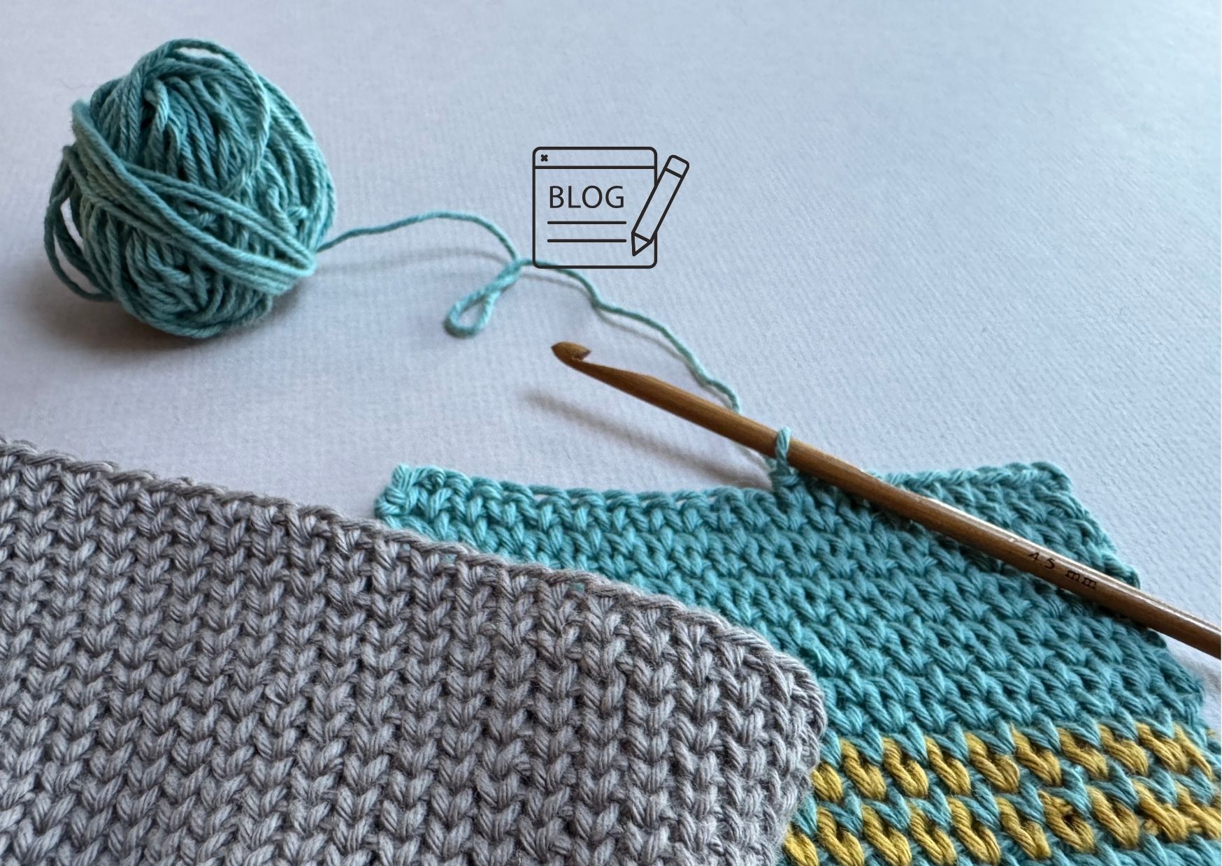 Crochet swatches of waistcoat stitch in the round and in rows with a bamboo hook.