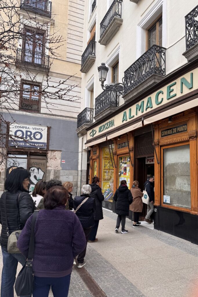 Shop front of Almacen yarn shop. Madrid.