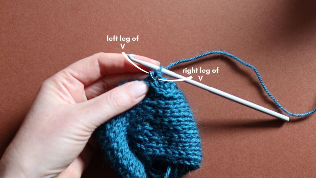 Close up of a starting half treble crochet in the third loop.