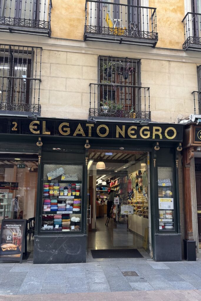 Shop front of Lanas El Gato Negro, Madrid.
