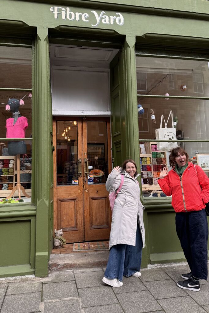 Green shop front of Fibre Yard yarns shop in Edinburgh,