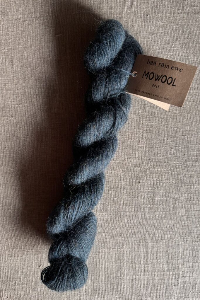 Skein of blue brushed wool I purchased from Kathy's Knits. 