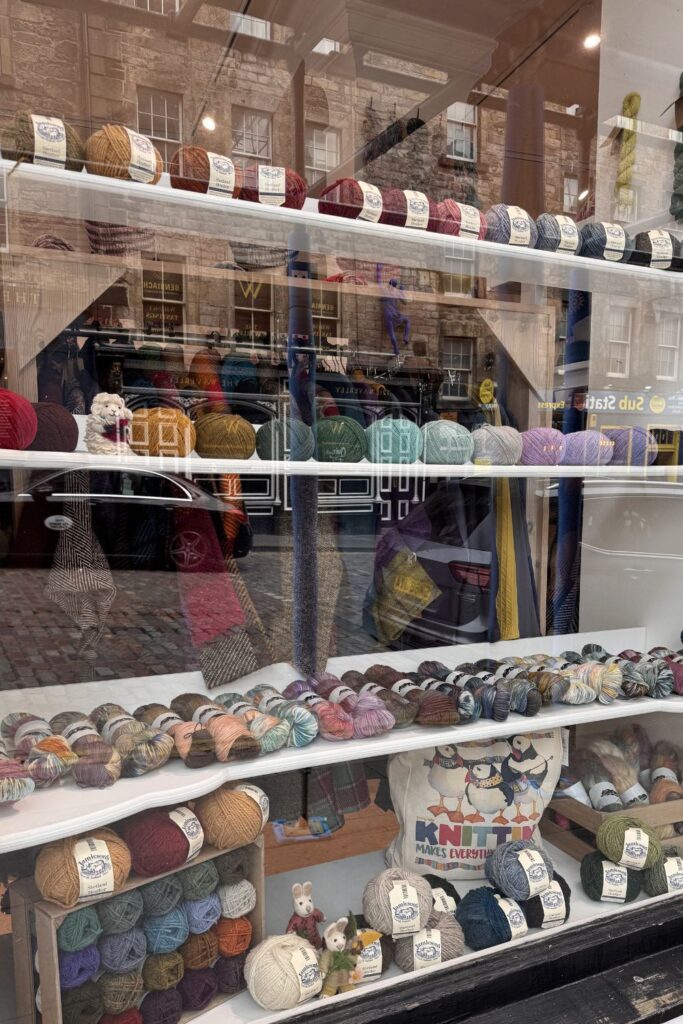 Ragamuffin shop window full of yarn. 