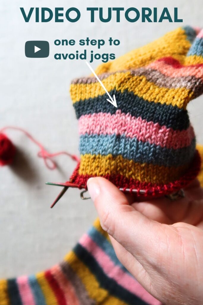 Video tutorial: How to knit jogless colour stripes, changing colours without a jog.